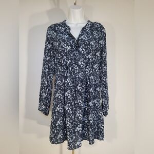 Used 100% Silk Piperline Dress Navy White Medium.